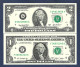 USA United States $2 Dollar 2003A & $1 Dollar 2009 MIRROR IMAGE RADAR SET UNC - Federal Reserve Notes (1928-...)