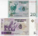 Congo Banknote 20 Centimos + 5 Francs 1997 Pick-83 And Pick-86 Fauna Rhinoceros Waterbuck Uncirculated Catalog US$ 66,25 - Zonder Classificatie