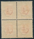 Iceland Islande Island 1907: 4 Aur Grey/red Double Heads, Fine Mint NH Block/4, Facit 78 (DCIS00011) - Unused Stamps