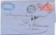 1869 40 C Rose LAC Milano Staz Via Lanslebourg  à Saint-Etienne TB. - Entry Postmarks