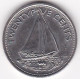 Bahamas . 25 Cents 1981, Bateau à Voiles , Magnétique,  En Nickel, KM# 63.1 - Bahama's