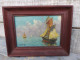 Delcampe - Tableau Peinture Miniature Marine Voilier Signée A. Roger - Oleo