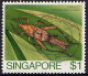 SINGAPORE 1985 QEII $1 Multicoloured, 'Insects-Cricket' SG499 FU - Singapur (...-1959)