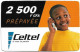 Congo Republic (Brazzaville) Celtel - Young Boy At Phone, Exp.12.2003, GSM Refill 2.500FCFA Used - Congo