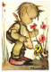 ILLUSTRATION, HUMMEL, NR. 4774, CHILD, FLOWERS, BOY, SIGNED, POSTCARD - Hummel