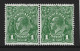 Australia 1926 - 1930 1d Green KGV Definitive SM Wmk Perf 14 Horizontal Pair Both With ACSC Listed Varieties FU - Gebruikt