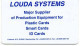 LOUDA SYSTEMS - Major Supplier Of Production - Ausstellungskarten