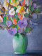 Delcampe - LP PARMA (XXème) "Bouquet Au Vase Vert" Acrylique Sur Toile Signée - Oelbilder