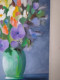 Delcampe - LP PARMA (XXème) "Bouquet Au Vase Vert" Acrylique Sur Toile Signée - Oils