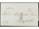GIBRALTAR. 1849 (9 Mayo). OFICINA POSTAL BRITÁNICA. Envuelta (wrapper) De GIBRALTAR A MARSELLA. Marca Arqueada En Rojo G - Other & Unclassified