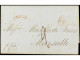 GIBRALTAR. 1849 (9 Mayo). OFICINA POSTAL BRITÁNICA. Envuelta (wrapper) De GIBRALTAR A MARSELLA. Marca Arqueada En Rojo G - Otros & Sin Clasificación