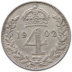 GREAT BRITAIN 4 PENCE MAUNDY 1902 Edward VII., 1901 - 1910 #t022 0545 - G. 4 Pence