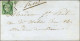 Etoile / N° 2 Vert Très Foncé, Belles Marges Sur Lettre Avec Texte De Paris Pour Paris. Au Verso, Càd D'arrivée 1852. -  - 1849-1850 Cérès