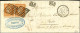 Grille / N° 5 Orange Vif, Paire Càd T 15 DIJON (20) Sur Lettre Pour Faido (Canton De Tessin, Suisse). 1851. - TB / SUP.  - 1849-1876: Classic Period