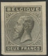 [(*) SUP] 1883 : 2F Gris/noir Non Dentelé Sur Papier Mince Grisâtre (Stes 1855 - Indice 3). Rare - 1869-1883 Léopold II