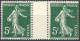 [** SUP] N° 137, 5c Vert Foncé, Type I + II En Paire Interpanneau - 1903-60 Semeuse A Righe