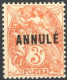 [** SUP] N° 109a-CI2, 3c Rouge-orange - ANNULE - Cote: 20€ - Lehrkurse