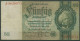Dt. Reich 50 Reichsmark 1933 Serie B/J, Ro 175 A Gebraucht (K1012) - 50 Reichsmark