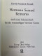 Hermann Samuel Reimarus Und Seine Schutzschrift Für Die Vernünftigen Verehrer Gottes. - Andere & Zonder Classificatie