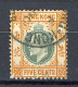 H-K  Yv. N° 80 ; SG N° 79 Fil CA Mult (o) 5c Orange Et Vert Edouard VII Cote 6 Euro BE  2 Scans - Usados