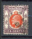 H-K  Yv. N° 81 ; SG N° 94 Fil CA Mult (o) 6c Brun-violet Et Rouge-orange Edouard VII Cote 6 Euro BE  2 Scans - Usati