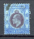 H-K  Yv. N° 83 ; SG N° 81 Fil CA Mult (o) 10c Outremer Et Violet-brun S Azuré Edouard VII Cote 2 Euro BE  2 Scans - Used Stamps