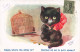 ANIMAUX - Chat - Chaton Noir - Devinez Où Est Le Petit Oiseau - Carte Postale Ancienne - Cats
