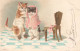 ANIMAUX - Chats - Chaise - Illsutration De Deux Chats - Dos Non Divisé - Carte Postale Ancienne - Chats