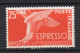1945-52 Repubblica Espresso "Democratica" N. 28   25 Lire Fil. Ruota Integro MNH** - Correo Urgente/neumático