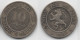 + BELGIQUE  + 5 ET 10 CENTIMES 1862 + - 5 Cent