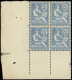 ** EMISSIONS DU XXe SIECLE - 127   Mouchon Retouché, 25c. Bleu, BLOC De 4 Cdf, Superbe - Unused Stamps