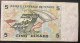 Tunisie Tunisia 5 Dinars Map Hannibal Carthage Warrior Warships Used Cancelled - Tunisie