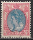 Dubbele Blauwe Punt Voor En Op De Neus In 1899 Koningin Wilhelmina 25 Cent Rood En Blauw NVPH 71 - Abarten Und Kuriositäten