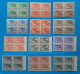 Greece Winds I & II 1942-43 Two Complete Airpost Sets In Blocks Of 4 Mint Never Hinged ** - Unused Stamps