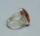 Delcampe - -BAGUE ANCIENNE ARGENT Poinçon 835 & 1 POISSON & OVALE En AMBRE BIJOU ANCIEN    E - Bagues