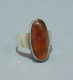 Delcampe - -BAGUE ANCIENNE ARGENT Poinçon 835 & 1 POISSON & OVALE En AMBRE BIJOU ANCIEN    E - Ring