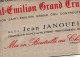 BELLE TOILE IMPRIMEE VIN JANOUEIX Château Le Castelot  St EMILION GRAND CRU 1998 Fermière à St Sulpice De Faleyrens - Alcools