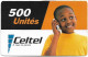 Congo Republic (Kinshasa) - Celtel - Young Boy At Phone (Reverse 2), Exp. 31.12.2004, GSM Refill 500Units, Used - Congo