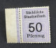 EISENBAHNMARKEN - SACHSEN - RAIL TRAIN SAXE - RAILWAY SAXONY - NEUF**/MNH - 50 Pf - Servizio