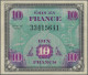 Delcampe - France: Allied Military Currency, Series 1944, Lot With 7 Banknotes, With 2, 5, - 1955-1959 Overprinted With ''Nouveaux Francs''