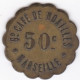 13. Bouches Du Rhône. Marseille. Gd Café De Noailles 50 Centimes , En Laiton Rond Lobé - Monetary / Of Necessity