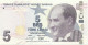 Turkey - 5 Lira - 2009 ( Prefix F = 2022 ) - P 222.f - Unc. - Serie F 046 - President Kemal Atatürk - Turkey