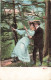 COUPLE - Couple Jouant à La Balançoire - Forêt - Carte Postale Ancienne - Couples