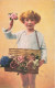 ENFANT - Petite Fille Vendeuse De Fleurs - Panier De Fleurs - Carte Postale Ancienne - Autres & Non Classés