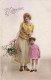 FÊTE ET VOEUX - Ste Catherine - Femme Avec Une Petite Fille - Carte Postale Ancienne - Santa Catalina