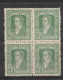 ARGENTINA 1926 President Rivadavia 3c Green Block Of Four Scott 358 Michel 302 - Ongebruikt