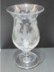 -SUPERBE GRAND PHOTOPHORE VERRE Décor FLEURS & FLEURS De LYS Meulées Bougie      E - Glass & Crystal