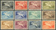 URUGUAY: Yvert 27/38, 1929 Pegasus, Complete Set Of 12 Mint Values (a Low Value Without Gum And The 90c. With Crease, No - Uruguay