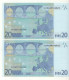 2 X 20 EURO  Consecutive   "V"   Spain   Firma  Trichet    M 017 D1   /  A - UNC - 20 Euro