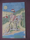 CPA ILLUSTRATEUR Lion HUMOUR CYCLISTE écrasant 2 Chiens DESSIN Cyclistes VELO VELOS - Lion